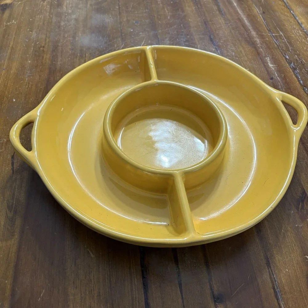 Portugal TerraCotta Glazed Appetizer Serving Dish Tapas Platter Yellow 14